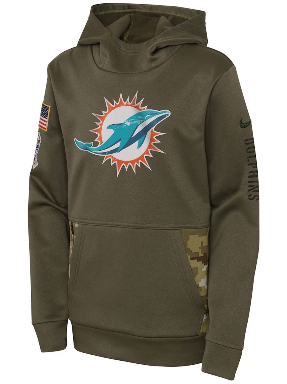 Miami Dolphins Nike Salute to Service Therma Hoodie Men’s 2XL Olive Like New